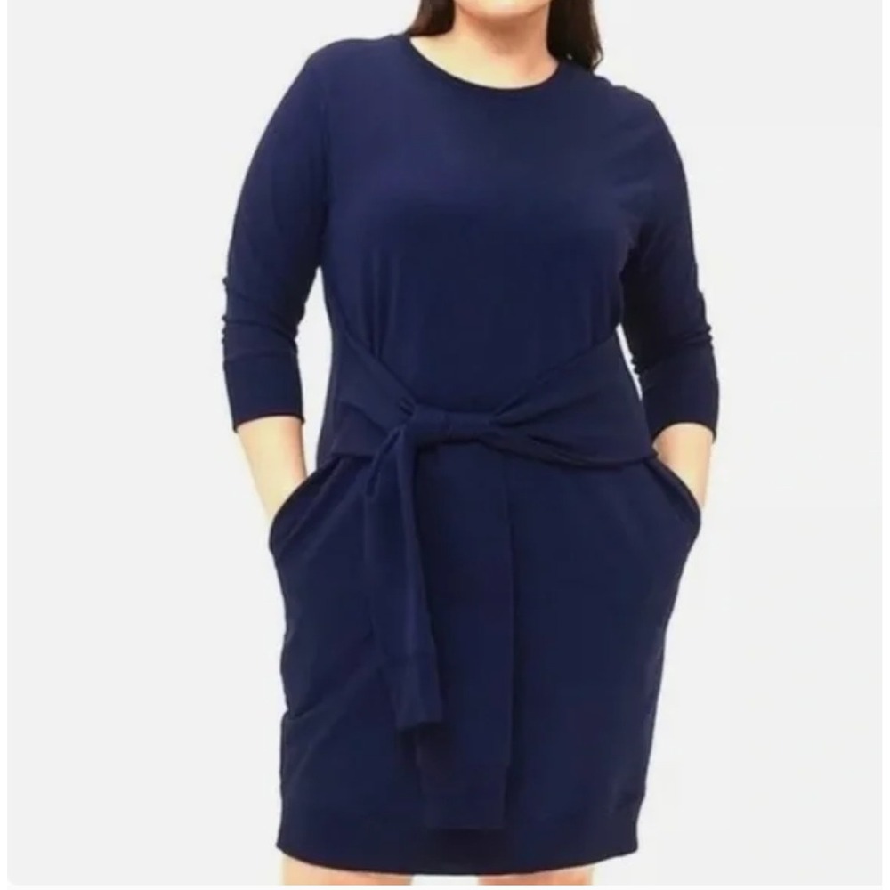 Universal Standard Misa Tie Sleeve Sweatshirt Dress in Navy‎ Blue sz L (22-24)
